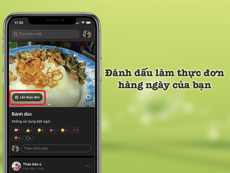 đ&aacute;nh dấu m&oacute;n ăn bạn quan t&acirc;m để tạo một thực đơn 