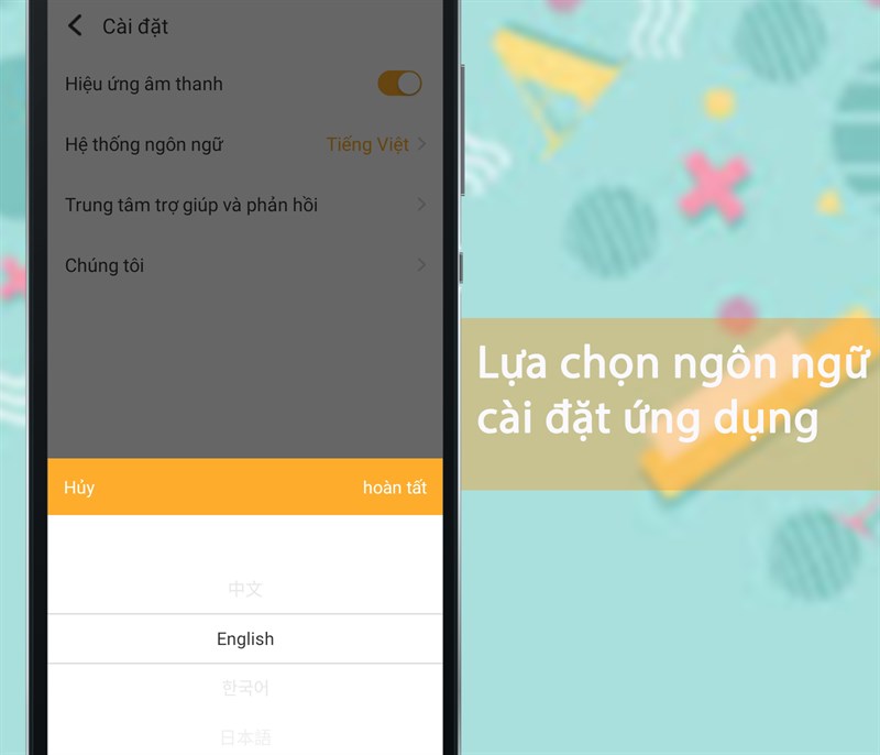 Hỗ trợ 9 ng&ocirc;n ngữ c&agrave;i đặt tr&ecirc;n ứng dụng Super Chinese