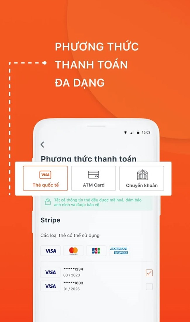 Phương thức thanh toán đa dạng
