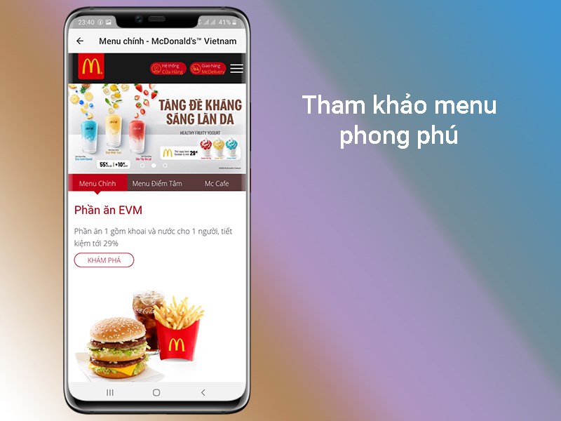 Tham khảo menu phong ph&uacute; tại McDonald's