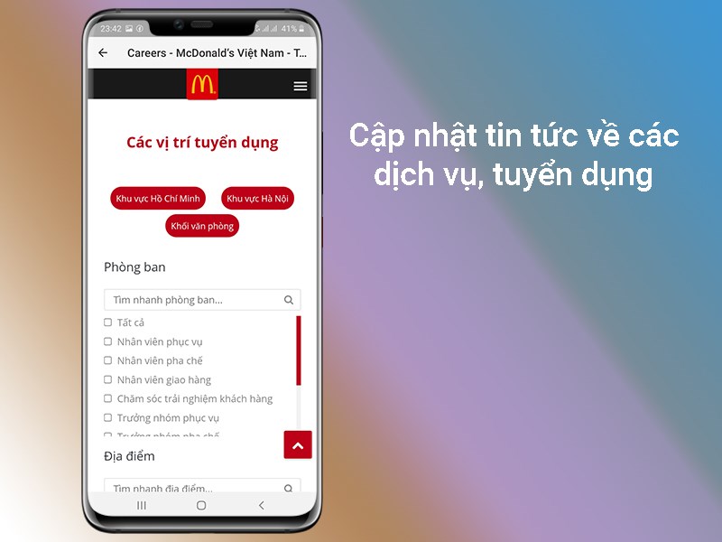 Cập nhật tin tức về c&aacute;c dịch vụ, tuyển dụng tại McDonald's
