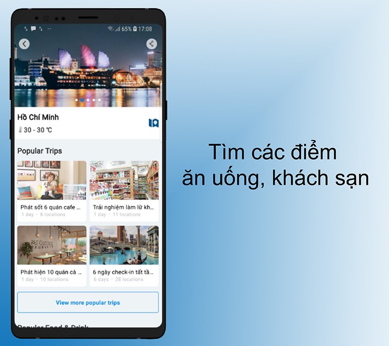 Tìm các địa điểm ăn uống, khách sạn