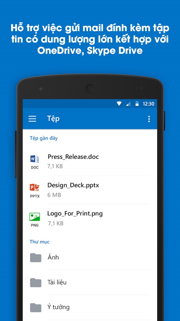 Hỗ trợ việc gửi mail đính kèm tập tin có dung lượng lớn kết hợp với OneDrive, Skype Drive