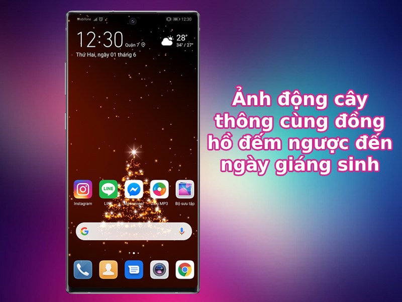 Ảnh động c&acirc;y th&ocirc;ng c&ugrave;ng đồng hồ đếm ngược đến ng&agrave;y gi&aacute;ng sinh