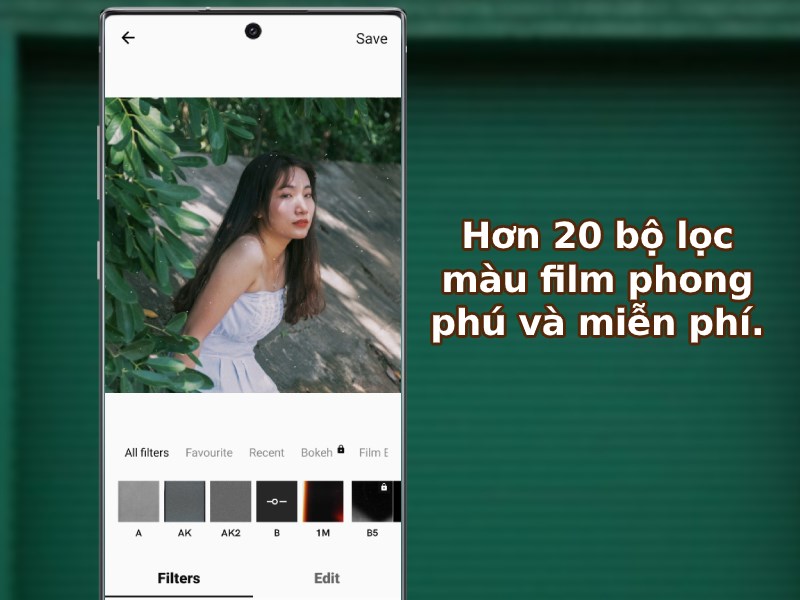 Hơn 20 bộ lọc màu film phong phú và miễn phí.