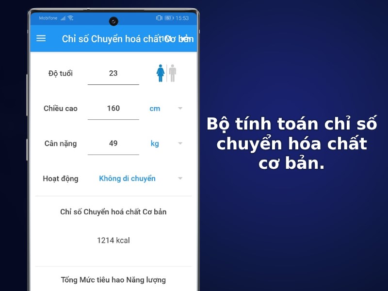 Bộ tính toán chỉ số chuyển hóa chất cơ bản.