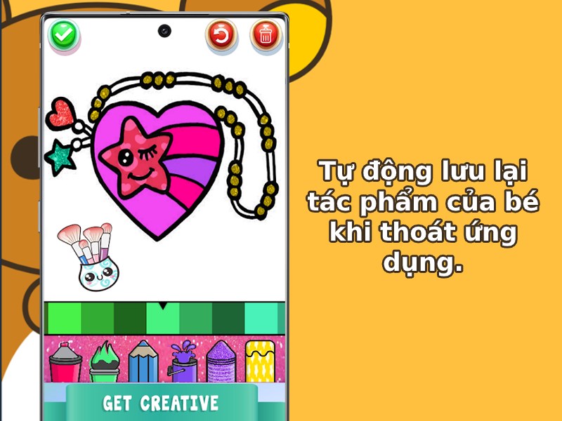 Tự động lưu lại tác phẩm của bé khi thoát ứng dụng.