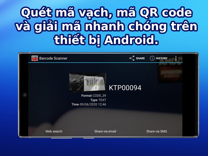 Quét mã vạch, mã QR code và giải mã nhanh chóng trên thiết bị Android.