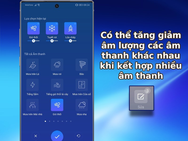 Có thể tăng giảm âm lượng các âm thanh khác nhau khi kết hợp nhiều âm thanh