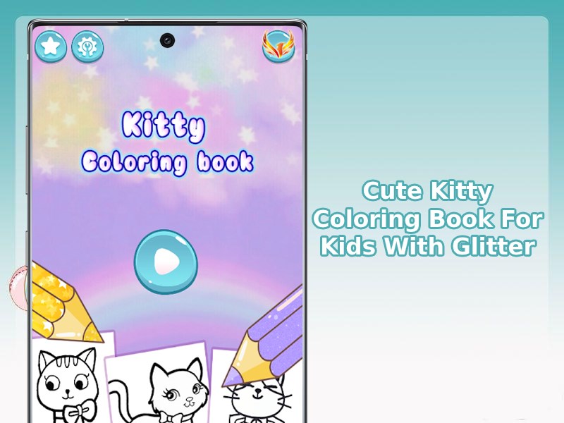 Cute Kitty Coloring Book For Kids With Glitter