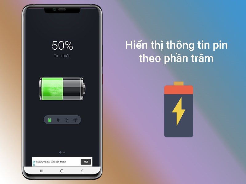 Hiển thị thông tin pin theo phần trăm (%)