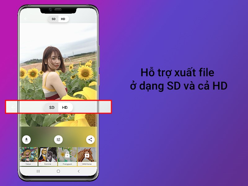 Hỗ trợ xuất file ở dạng SD và cả HD