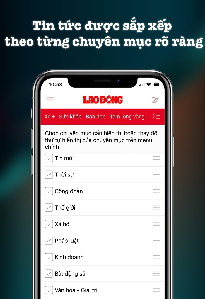Tin tức được sắp xếp theo danh mục