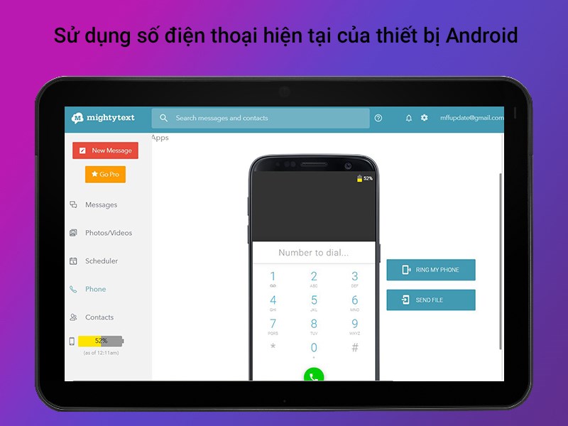 Sử dụng số điện thoại hiện tại của thiết bị Android.