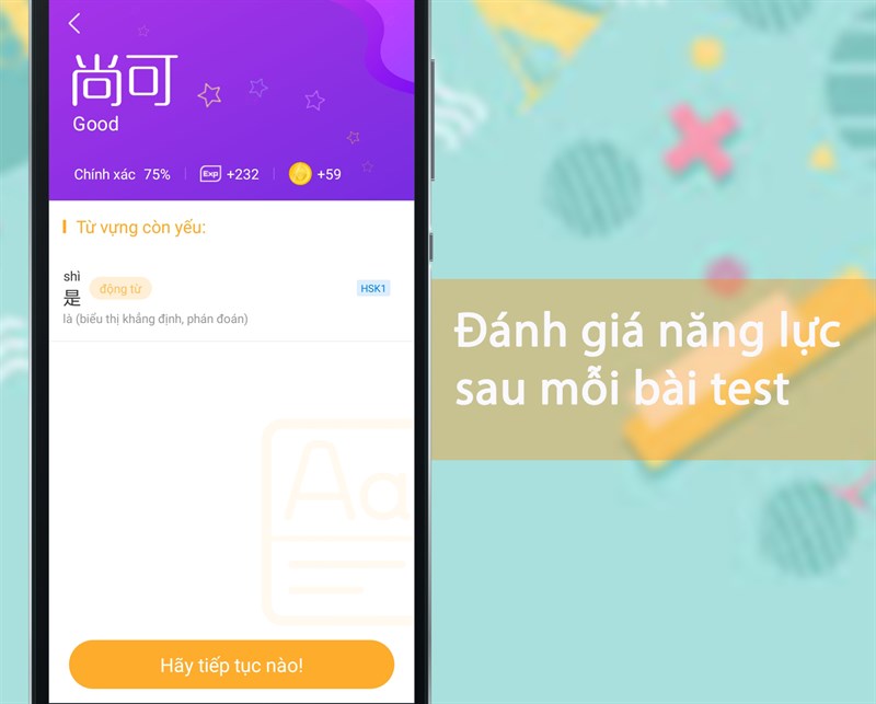 Đ&aacute;nh gi&aacute; năng lực sau mỗi b&agrave;i test tr&ecirc;n Super Chinese