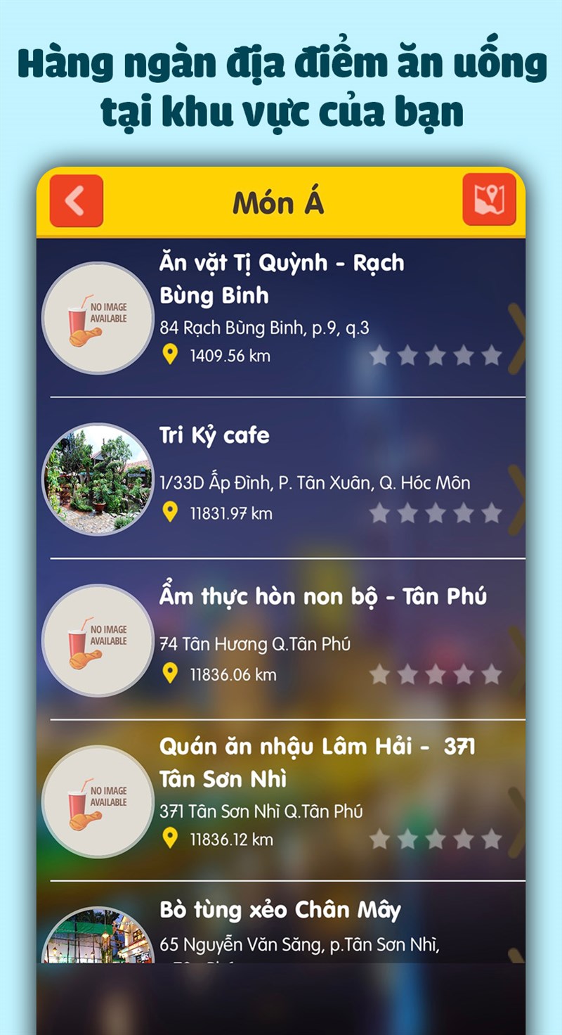 Cung cấp h&agrave;ng ng&agrave;n địa điểm ăn uống gần bạn