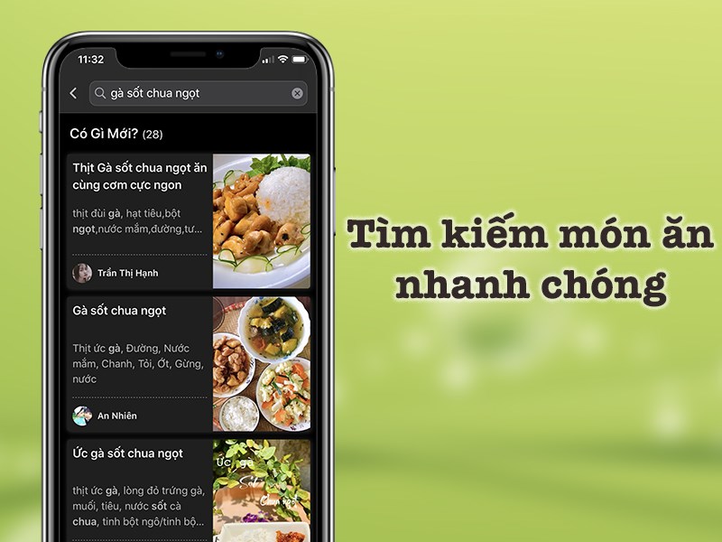 T&igrave;m kiếm nhanh m&oacute;n ăn theo nhu cầu của bạn
