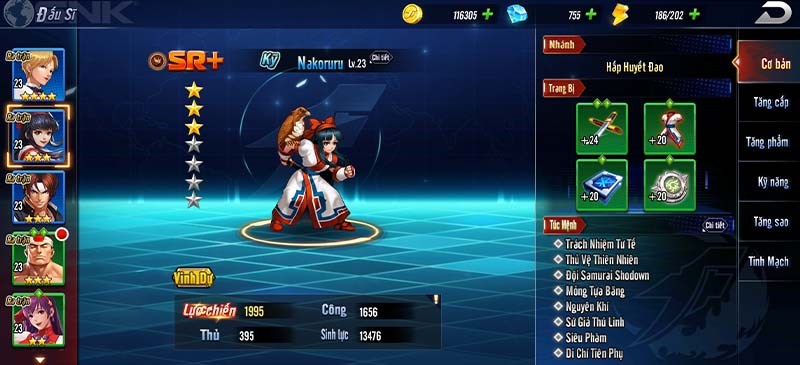 Trang bị c&oacute; sẵn v&agrave; đi k&egrave;m theo đấu sĩ