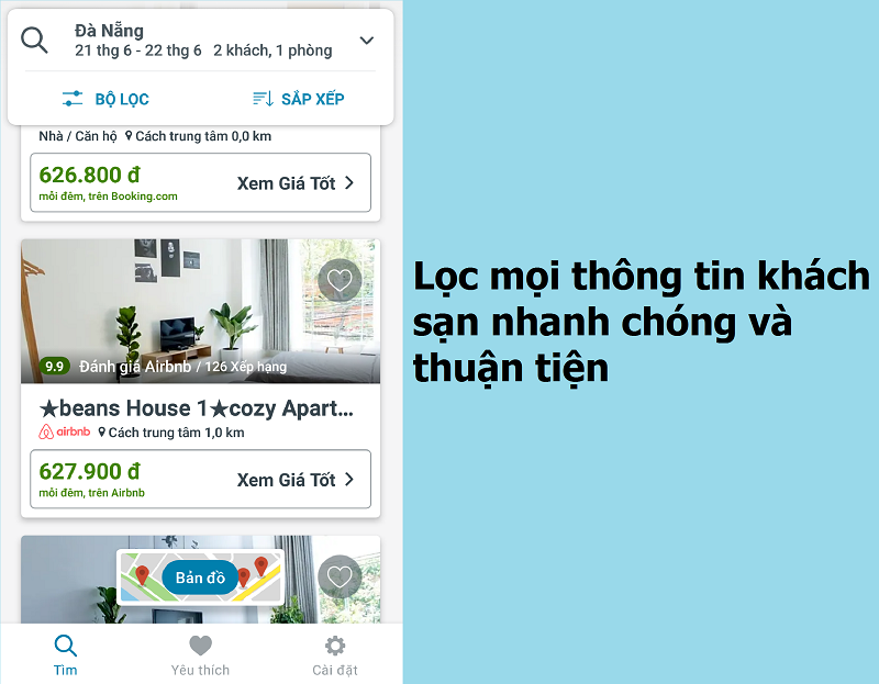 Lọc khách sạn dựa trên đánh giá của khách hàng