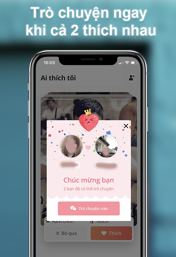 Chat được ngay khi cả 2 người đã thích nhau