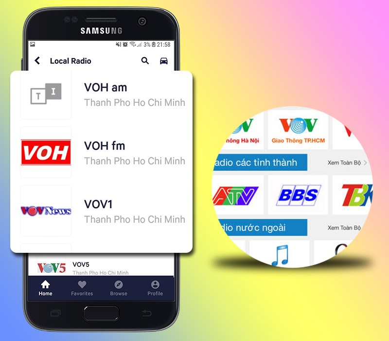 Tìm kiếm các kênh radio theo ngôn ngữ và khu vực