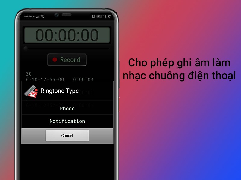Cho phép cài bản ghi âm làm nhạc chuông điện thoại.