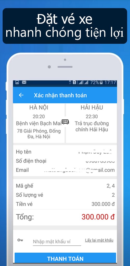 đặt vé xe dễ dàng