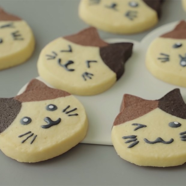 Cách làm bánh Cookie icebox - Bánh quy hình con mèo dễ thương, dễ làm