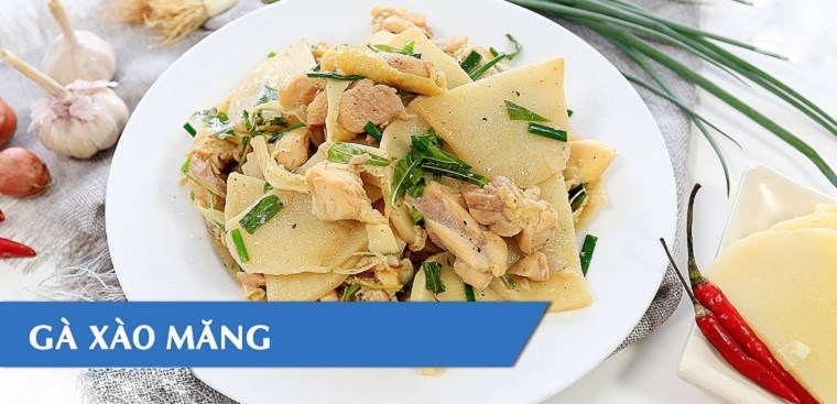 Gà xào măng tươi