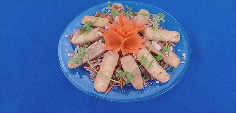 Nộm hoa chuối đậu phụ chiên