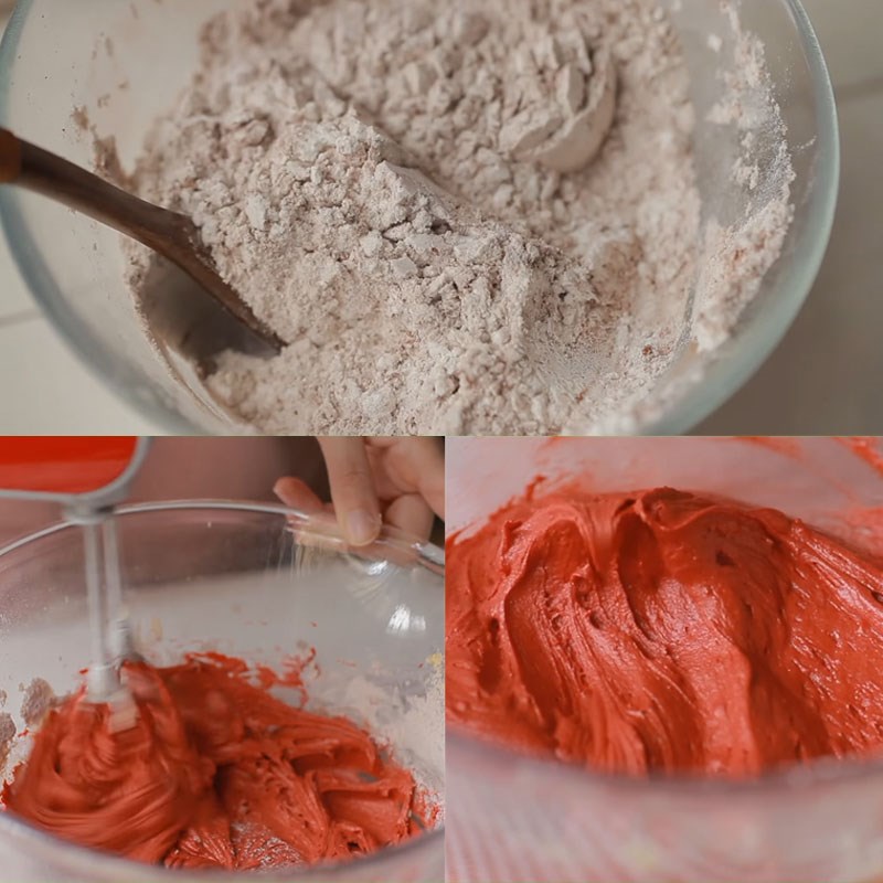 Bước 3 Trộn bột bánh cookie red velvet