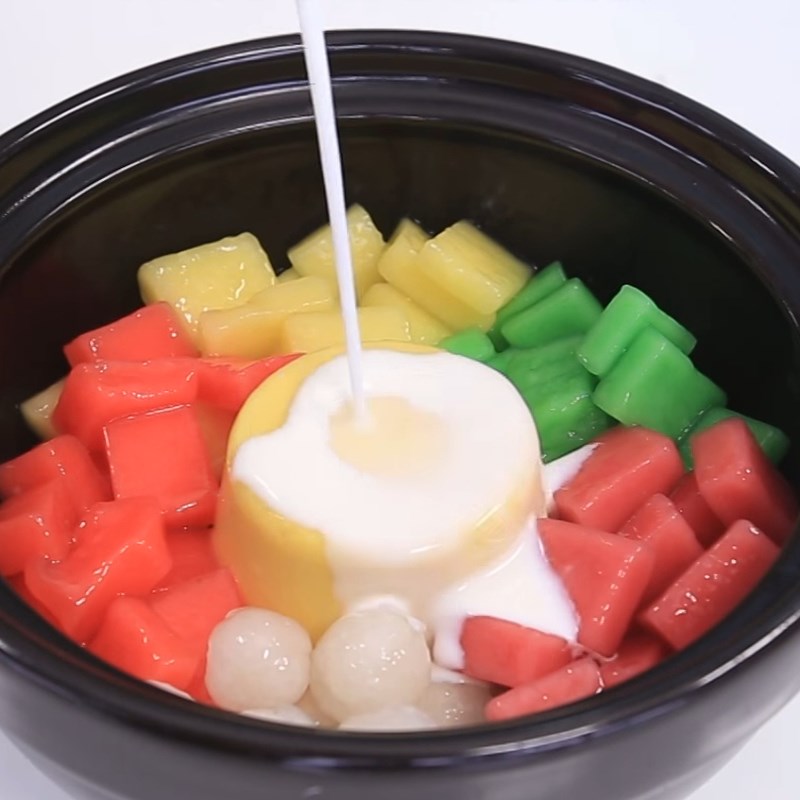 Bước 3 Luộc bột khoai và hoàn thành Chè khoai dẻo pudding xoài