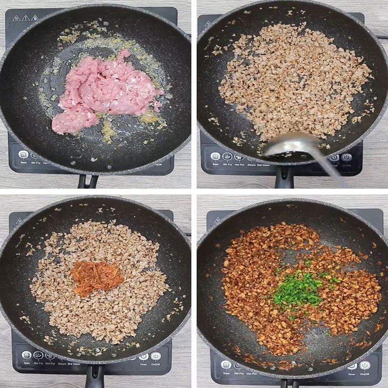 Bước 3 Xào giết mổ với mắm tnghiền mắm tép chưng thịt