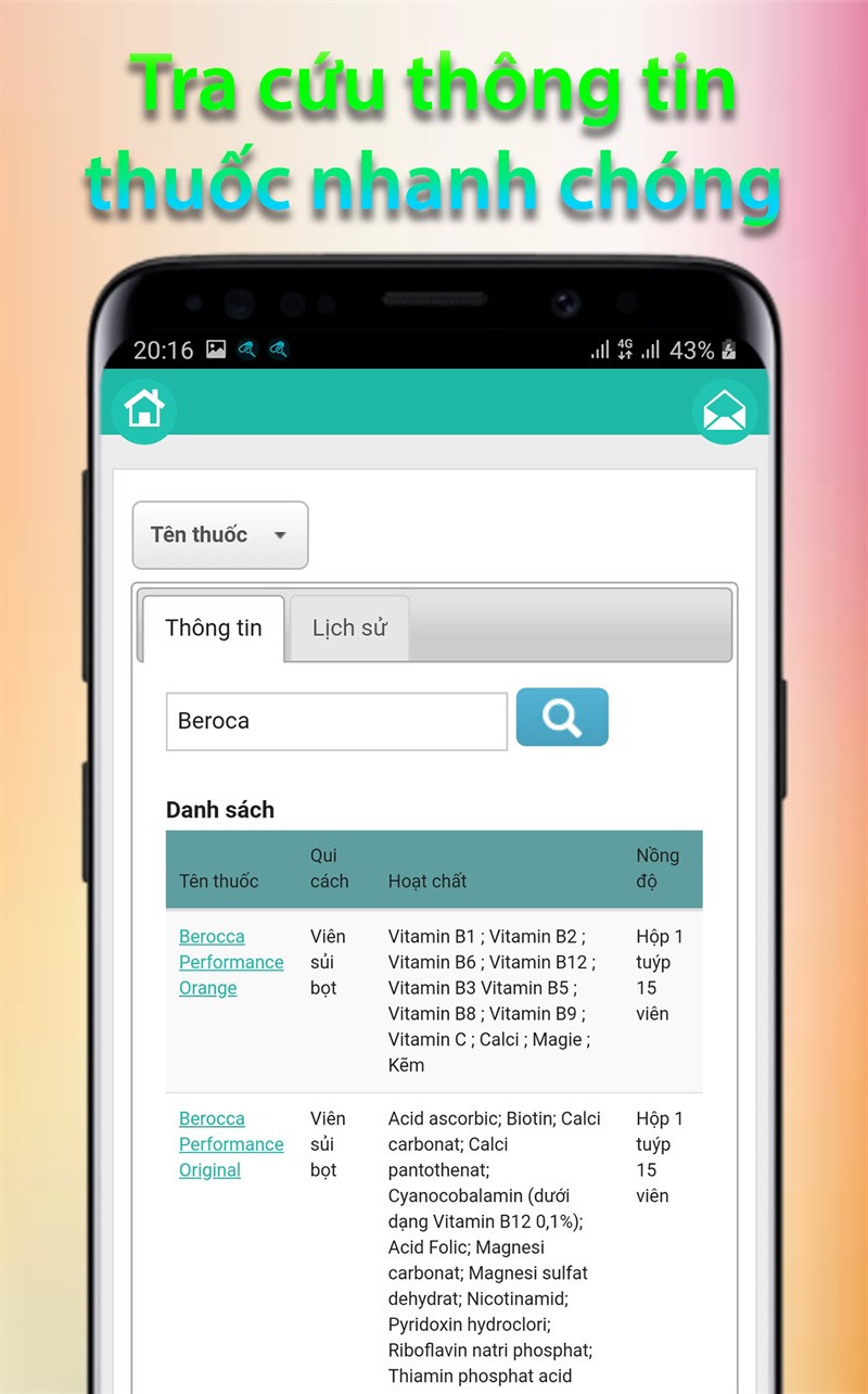 Tra cứu thông tin thuốc nhanh chóng