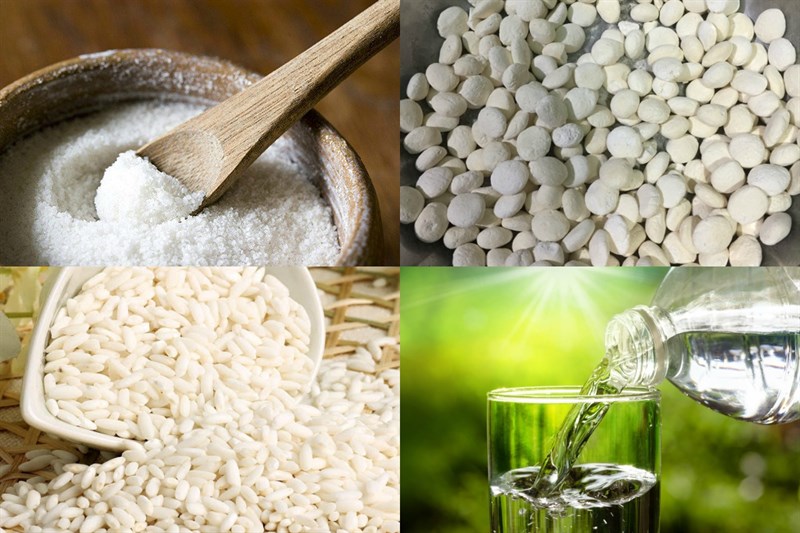 Nguyên vật liệu món ăn cơm rượu nếp hình dáng miền bắc
