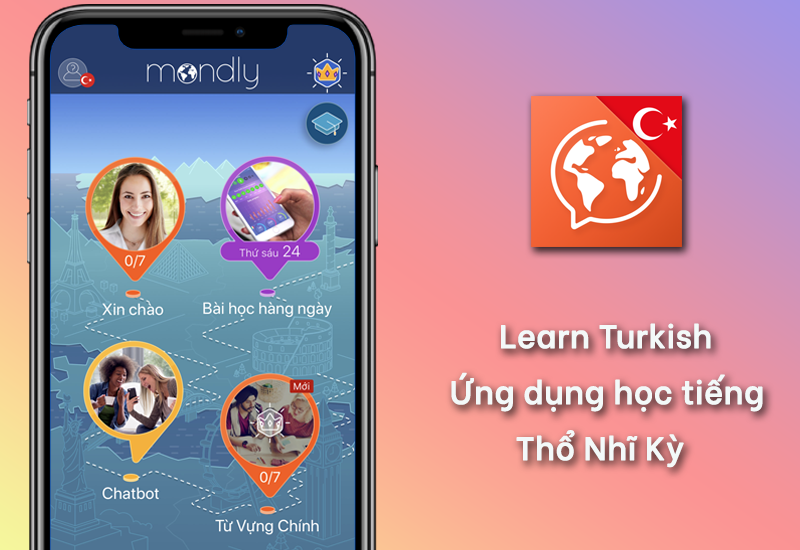 Learn Turkish: Ứng dụng học tiếng Thổ Nhĩ Kỳ, giao tiếp, luyện n&oacute;i