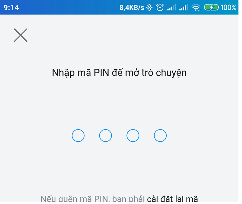 Nhập mã Pin để mở