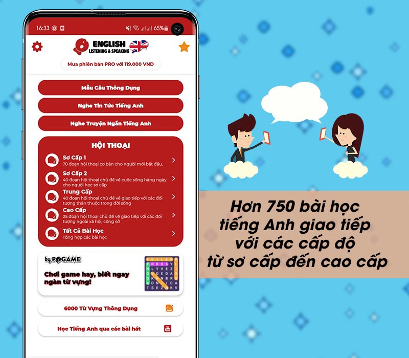 Hơn 750 b&agrave;i học tiếng Anh giao tiếp với c&aacute;c cấp độ từ sơ cấp đến cao cấp