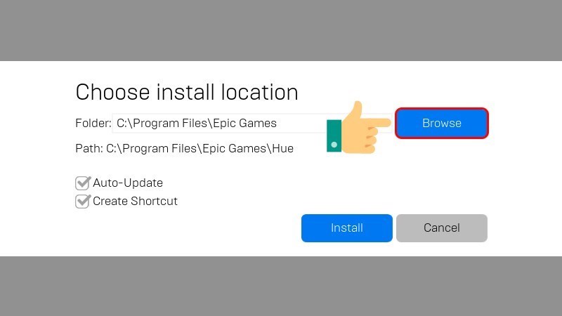 Nhấn Browse để lựa chọn ổ đĩa lưu game