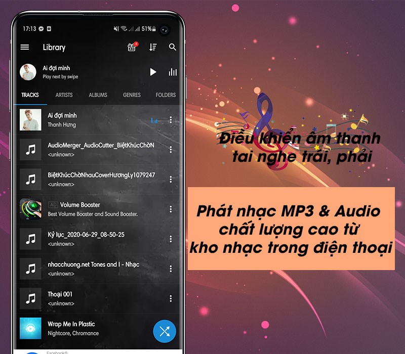 Phát nhạc MP3 & Audio chất lượng cao từ kho nhạc trong điện thoại