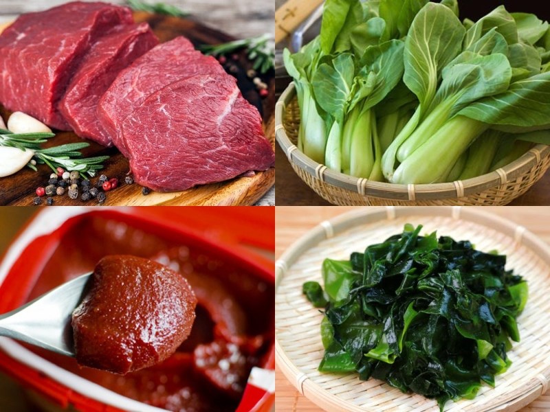 Nguyên liệu món nạp năng lượng cơm trộn hàn quốc