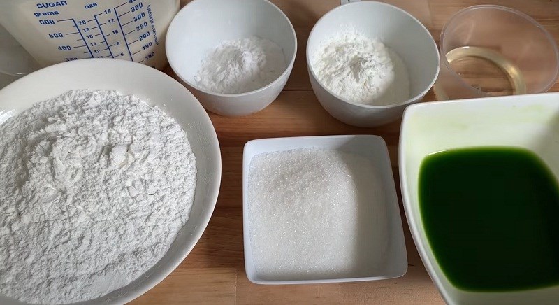 Nguyên liệu món ăn bánh mochi nhân đậu xanh dừa lá dứa