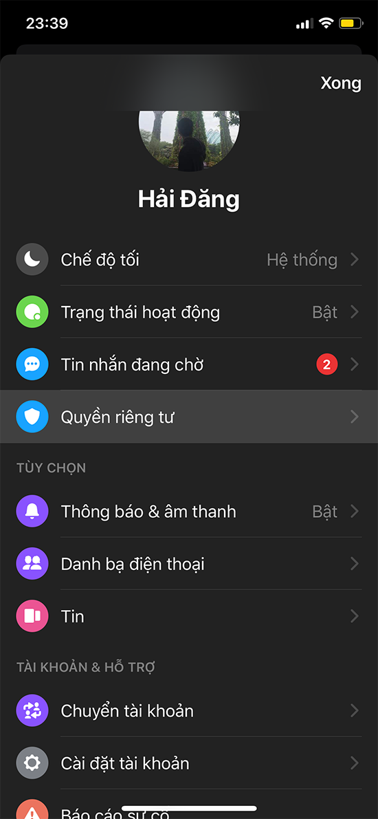 khoá ứng dụng messenger