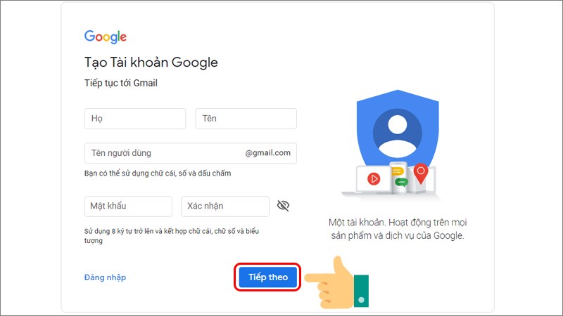 Điền c&aacute;c th&ocirc;ng tin c&aacute; nh&acirc;n v&agrave; mật khẩu