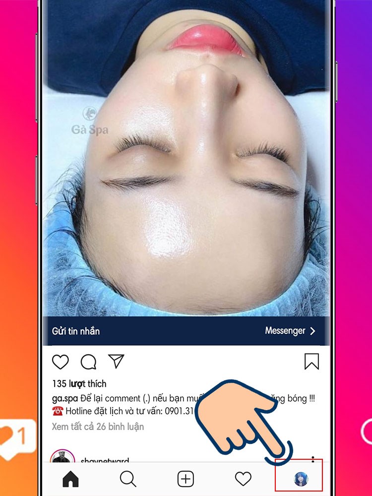 Mở Instagram > Chọn biểu tượng c&aacute; nh&acirc;n.