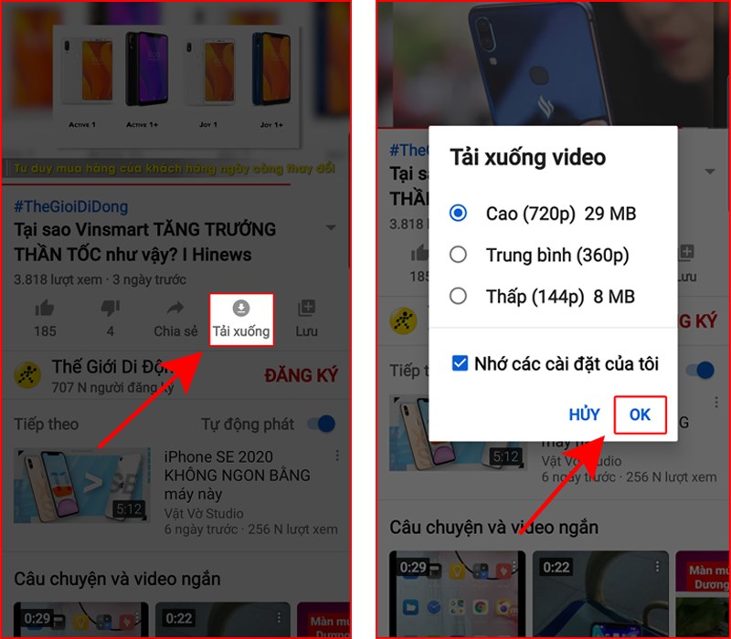 Tải video YouTube về điện thoại khi đã đăng ký YouTube Premium