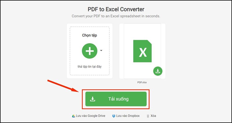 Tải xuống PDF dưới dạng Excel