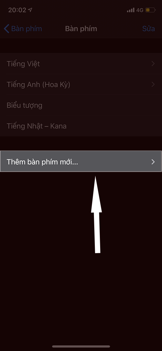 Tiếp theo, bạn chọn mục Thêm bàn phím mới