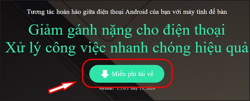 Chọn “Miễn phí tải về” để tải phần mềm Mirroid trên máy tính