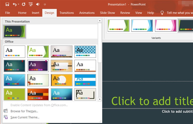 Theme slide PowerPoint